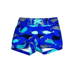 Cat and Jack Blue Whale Toddler Swim Trunks Shorts sz 6-9 months NWOT Kids Boys